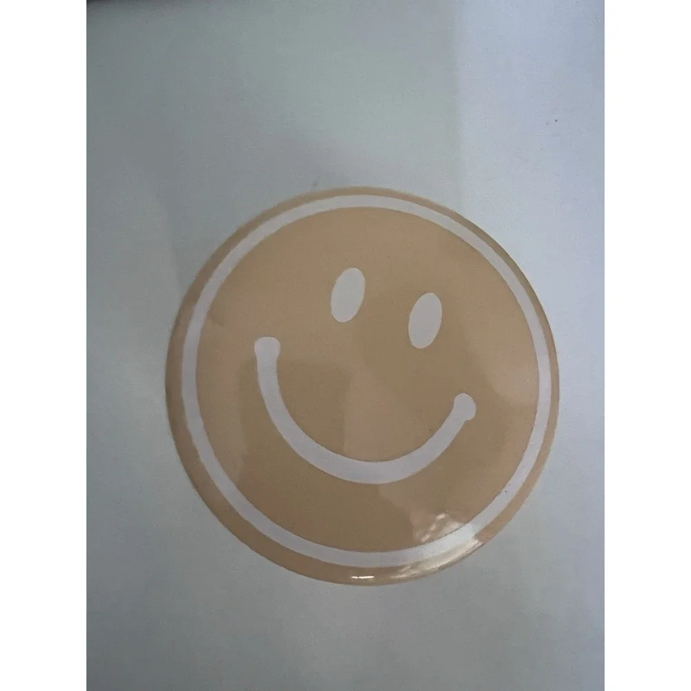 Smiley Face Ceramic Jewelry Trinket Box 2 PC Round Yellow Orange Fun Classic